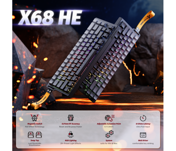 Attack Shark X68 HE Rapid Trigger 8kHz/128kHz Poron gradient 6972792471037 - 1349052 - zdjęcie 3